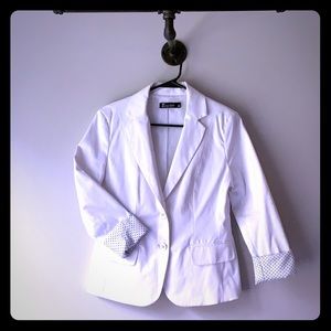 White Blazer with Black Polka Dot Cuffs